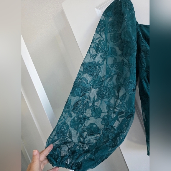 New With Tags!! ARULA Teal Lace Blouse Size XL - Picture 3 of 5